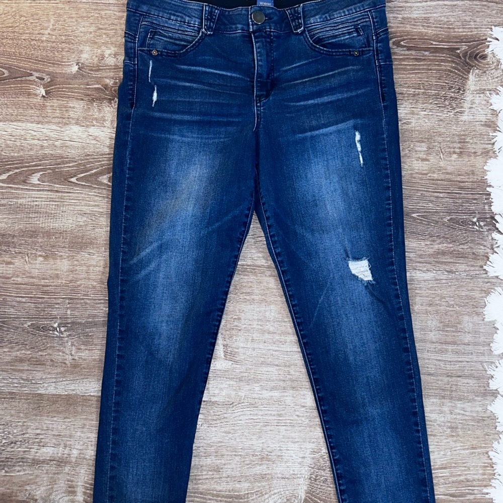 Democracy Dark Blue Distressed Skinny Jeans